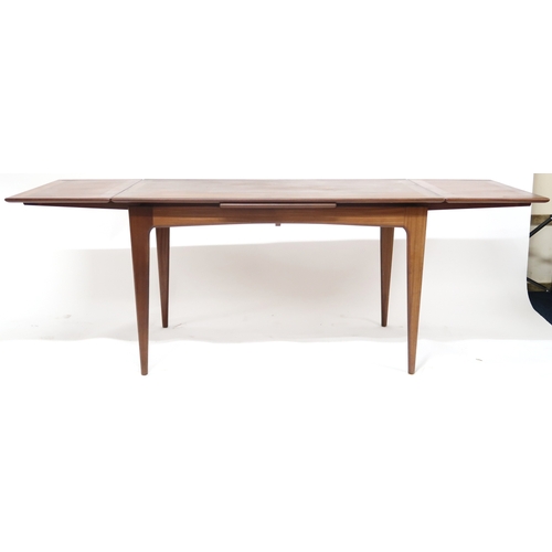 2101 - A MID 20TH CENTURY STAINED TEAK A. YOUNGER & SON DINING TABLE AND SIX CHAIRS pull out exten... 