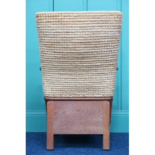 2004 - AN EARLY 20TH CENTURY STAINED PINE FRAMED CHILDREN'S ORKNEY CHAIR  with curved rushed back... 