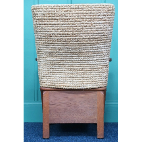 2005 - AN EARLY 20TH CENTURY STAINED PINE FRAMED CHILDREN'S ORKNEY CHAIR  with curved rushed back over rush... 