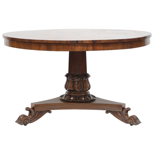 2007 - A VICTORIAN ROSEWOOD BREAKFAST TABLE AND FOUR CHAIRS breakfast table with circular tilt top on ... 