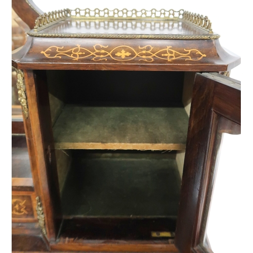 2012 - A 19TH CENTURY LOUIS XV STYLE WALNUT AND SATINWOOD INLAID BUREAU DE DAME desk with brass ormolu... 