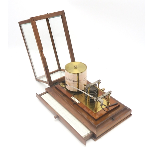 2640 - A BAROGRAPH BY WHYTE THOMSON & Co., GLASGOWHoused in a glazed case with bevelled panes, the plin... 