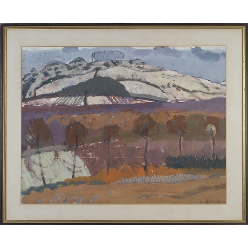 2926 - SANDY MURPHY RSW RGI (SCOTTISH B.1956)WINTER HILLMixed media on paper, signed lower right, dated 198... 