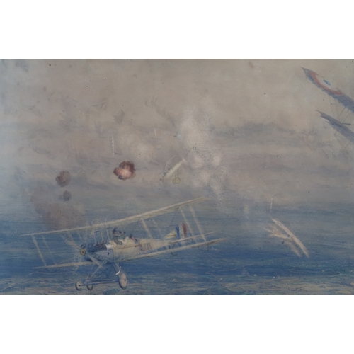 2934 - WILLIAM LIONEL WYLLIE RA RE (BRITISH 1851-1931)BI-PLANES OVER YPRES, 1915 (THE RUINS OF YPRES)Waterc... 