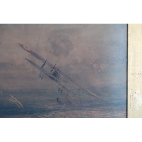 2934 - WILLIAM LIONEL WYLLIE RA RE (BRITISH 1851-1931)BI-PLANES OVER YPRES, 1915 (THE RUINS OF YPRES)Waterc... 