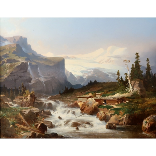 2953 - FRANZ RICHARD UNTERBERGER (AUSTRIAN 1838-1902)OTZTAL ALPINE GLACIER, TYROLOil on panel, signed lower... 