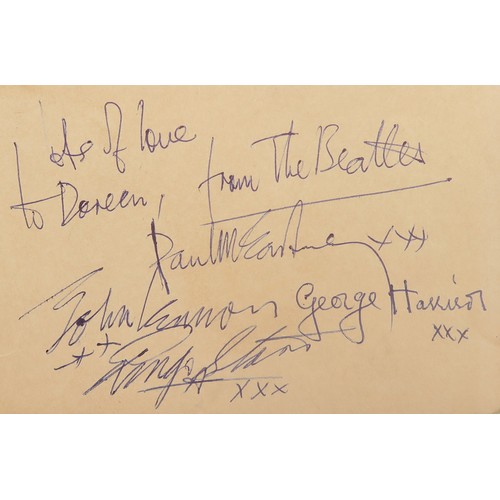 THE BEATLES - AUTOGRAPHS OF ALL FOUR MEMBERS ON ONE PAGE