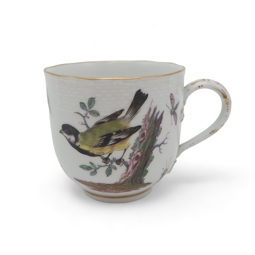 2204 - A MEISSEN PORCELAIN CUPpainted with a bird and insects 6.5cm high, a Meissen small section dish with... 