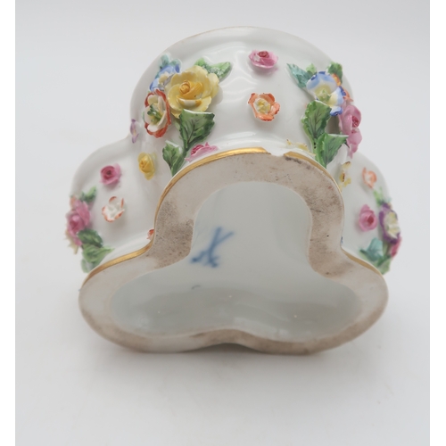 2204 - A MEISSEN PORCELAIN CUPpainted with a bird and insects 6.5cm high, a Meissen small section dish with... 