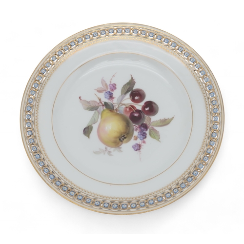 2205 - A MEISSEN CABINET PLATErealistically painted with fruits including a pear, cherries and blackberries... 