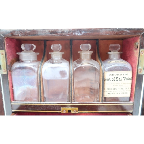 2212 - A 19TH CENTURY ROSEWOOD APOTHECARY TRAVELLING OR CAMPAIGN MEDICINE BOXinlaid with mother of pearl de... 