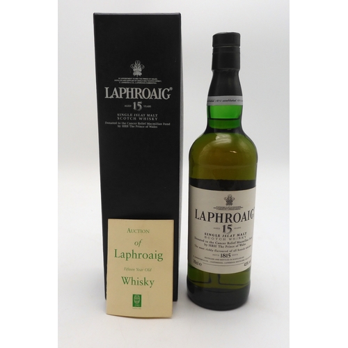 2680H - LAPHROAIG 15 YEAR OLD SINGLE ISLAY MALT WHISKY Bottle Number 139 of 290 bearing signature of Iain He... 