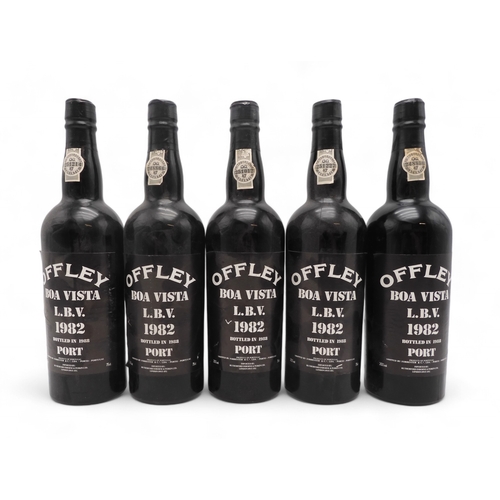 2686A - OFFLEY 1982Five Bottles Of Offley Boa Vista LBV 1982 Port Bottled In 1988 20% vol  75cl (5)... 