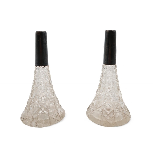 409 - A pair of Victorian silver cut crystal specimen vases, Birmingham 1898, of flaring conical form, 17.... 