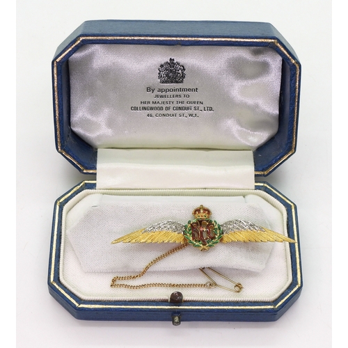 701 - A royal flying corps sweetheart brooch, this large brooch, is made in 15ct gold with rose cut diamon... 