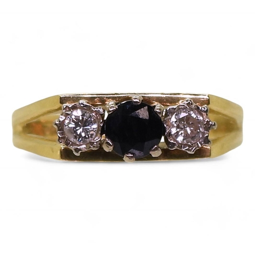 751 - An 18ct gold sapphire and diamond ring, size M1/2, weight 3.9gms