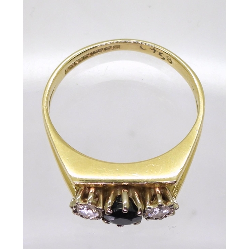 751 - An 18ct gold sapphire and diamond ring, size M1/2, weight 3.9gms