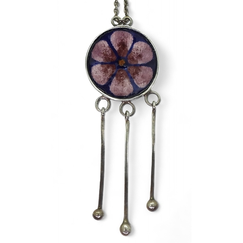 810 - A Norman Grant flower pendant the silver pendant with full hallmarks for Edinburgh 1973-74, further ... 