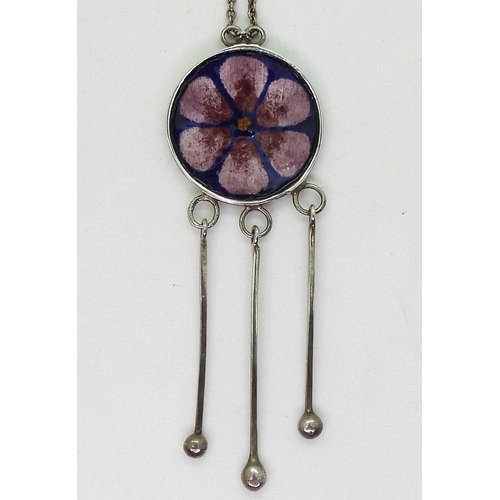 810 - A Norman Grant flower pendant the silver pendant with full hallmarks for Edinburgh 1973-74, further ... 