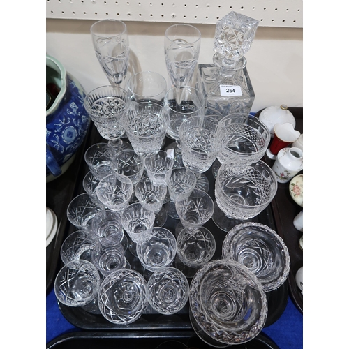 254 - A pair of Waterford crystal champagne flutes, Edinburgh crystal drinking glasses, assorted others an... 