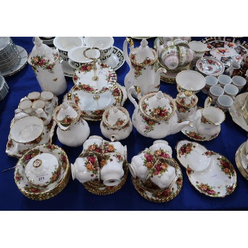 271 - A Royal Albert Old Country Roses tea wares including teapot, one cup tea pot, coffee pot, cups, sauc... 