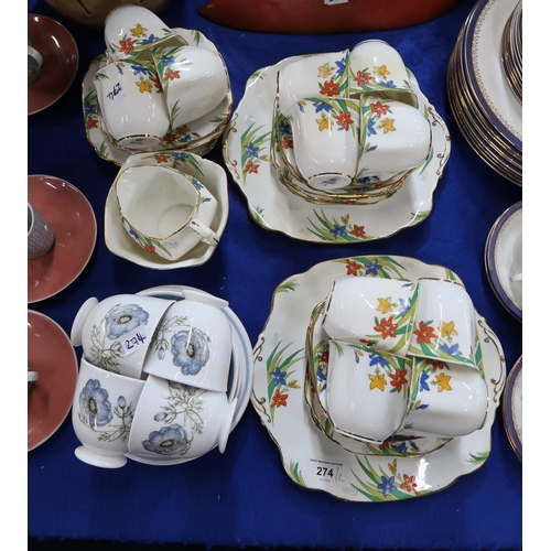 274 - A Standard China teaset decorated in enamels with lily type flowers, together with four Susie Cooper... 