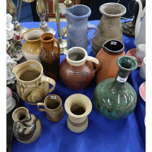 276 - Assorted studio pottery vases and jugs