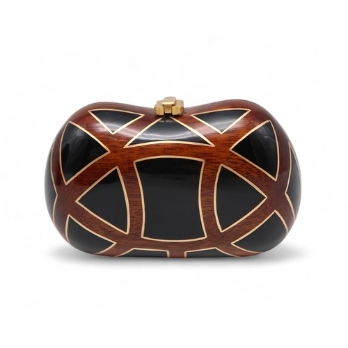 279 - Three Rocio luxury eco fashion acacia wood bags including a Ramesses black and gold clutch, a Twiggy... 