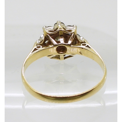 802 - A diamond flower ring, set with estimated approx 0.70cts of brilliant cut diamonds, finger size O1/2... 