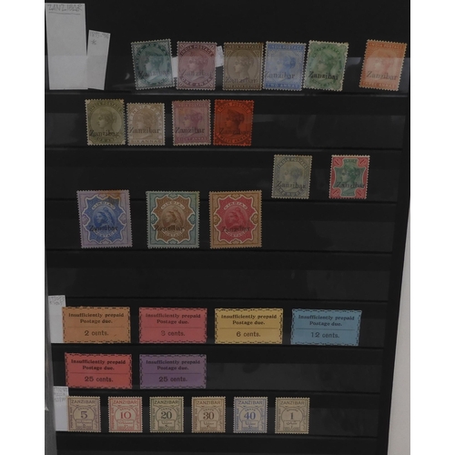 7025 - BRITISH COMMONWEALTHZANZIBAR stock sheets to include 1895 onwards half anna green, twelve annas red,... 