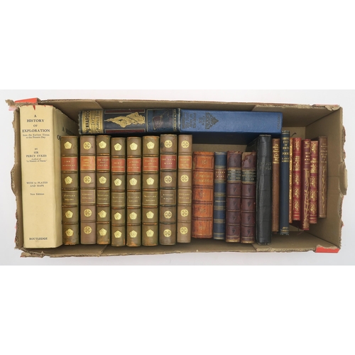 521 - BINDINGSA collection of nicely leatherbound volumes, to include works by Kipling, Longfellow and Haw... 