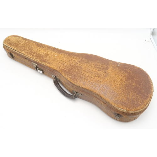 544 - A two-piece back violin, approx. 34.7cm; housed in a faux-crocodile skin fitted case, with two bows,... 