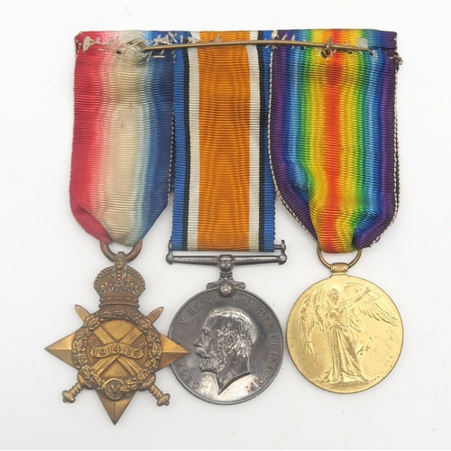 553 - A WW1 medal group of three awarded to 213 Driver T. Meldrum, Army Service Corps, comprising 1914-15 ... 