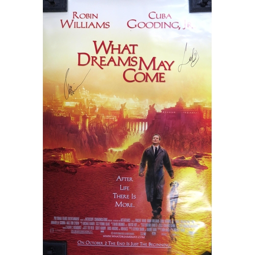 566 - AUTOGRAPHSA What Dreams May Come movie poster signed by Robin Williams and Cuba Gooding Jr... 