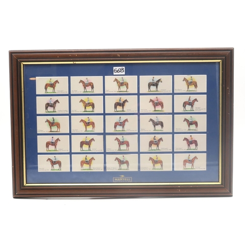 568 - A collection of Grand National Winners cigarette cards, housed over three double-sided glazed frames... 