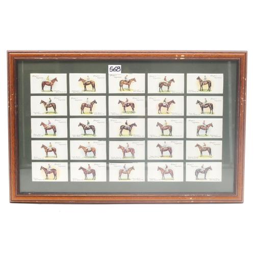 568 - A collection of Grand National Winners cigarette cards, housed over three double-sided glazed frames... 