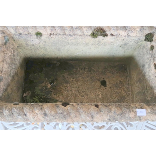 134 - A 20th century Cotswold Range stoneware garden planter, 21cm high x 53cm wide x 31cm deep and a pair... 