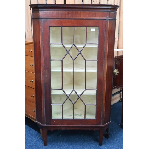 52 - A Victorian mahogany astragal glazed corner cabinet on square tapering supports, 138cm high x 81cm w... 