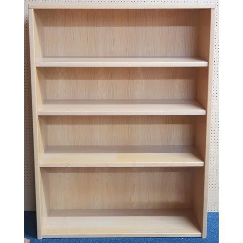 72 - A contemporary teak veneered open bookcase with four open shelves, 127cm high x 93cm wide x 32cm dee... 