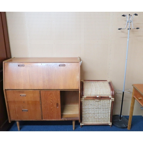 78 - A lot comprising a mid 20th century teak writing bureau, 104cm high x 99cm wide x 42cm deep, mid 20t... 