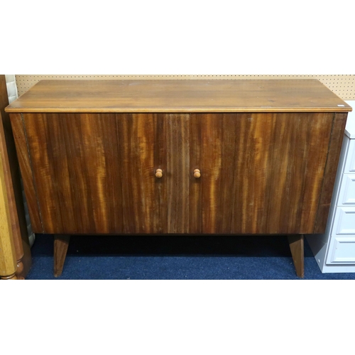 93 - A mid 20th century Morris of Glasgow macassar dining suite consisting two door sideboard on shaped t... 