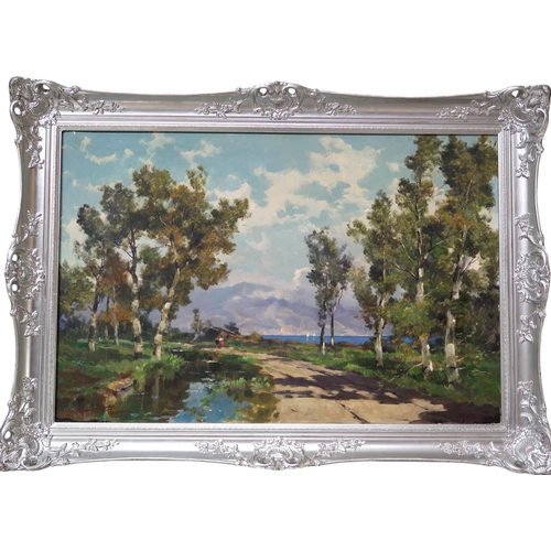 900 - ITALIAN SCHOOL  TERRACINA Oil on canvas, signed lower left, 60 x 90cm... 