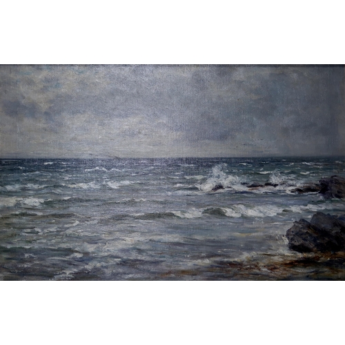 910 - 20th CENTURY SCHOOL STORMY SEA Oil on canvas, 73 x 110cm