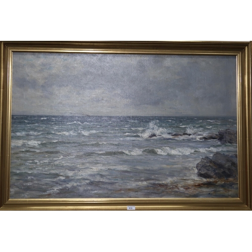 910 - 20th CENTURY SCHOOL STORMY SEA Oil on canvas, 73 x 110cm