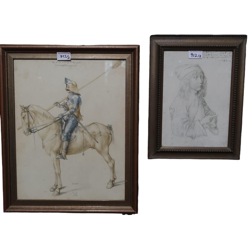 912 - AFTER ALBRECH DÜRER (GERMAN 1471-1528) STUDY OF A RIDER Print multiple, 41 x 32cm Together with a si... 