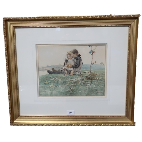 914 - ROBERT EADIE RSW (SCOTLAND 1877-1954) SISTERHOOD Watercolour, signed lower right, 25 x 33c... 