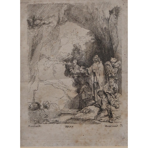 917 - JOHANN GEORG HERTER AFTER REMBRANDT VAN RIJN (GERMAN 1700-1775) THE RISING OF LAZARUS Etching, signe... 