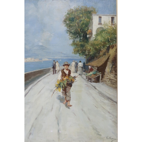 918 - R. PASINI (ITALIAN 19th CENTURY) ITALIAN STREET Oil on board, signed lower right, 42 x 27c... 