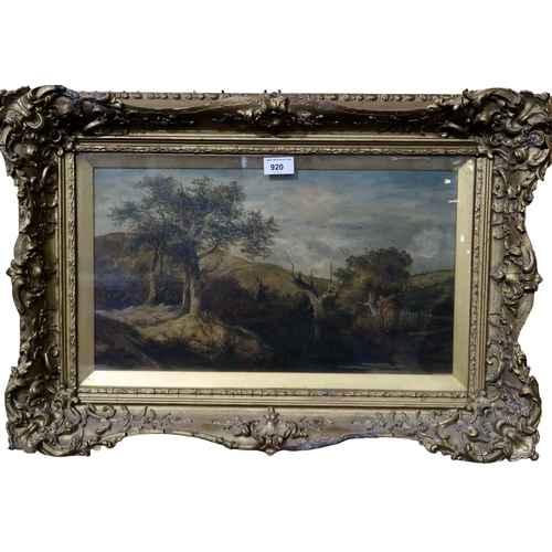 920 - AFTER JOHN CROME (BRITISH 1768-1821) FOREST TREES Oil on panel, signed lower left, 26 x 64... 