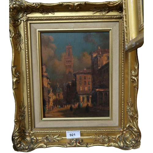 921 - RICHARD FORSYTH (SCOTTISH 1930-1997) POSSIBLY SIENA Oil on board, signed lower left, 24 x ... 